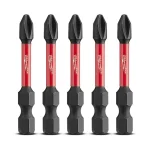 MILWAUKEE PH2 x 50mm Phillips Power Screwdriver Bit - SHOCKWAVE - 5 Piece