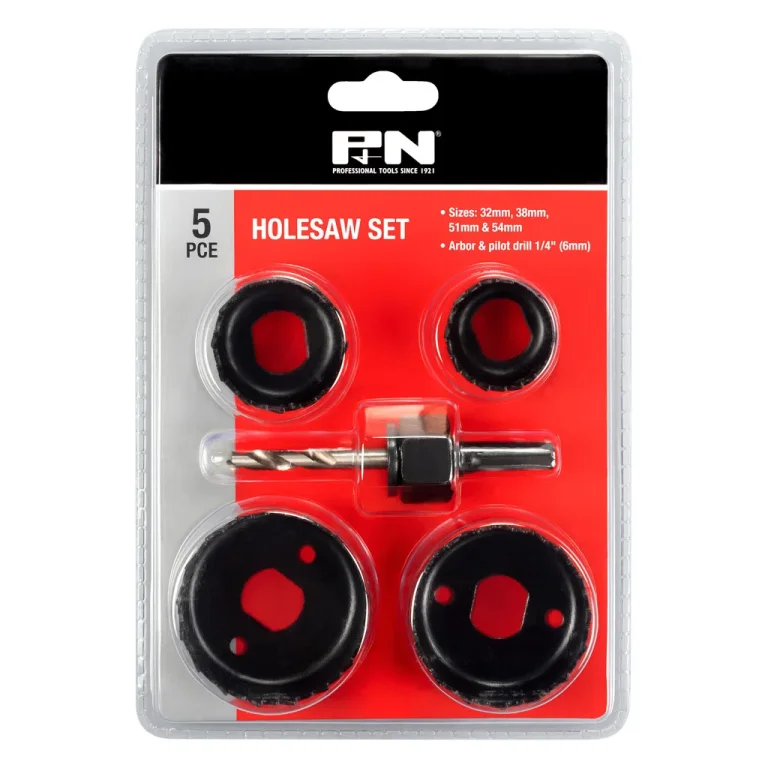 HOLESAW CARBON STEEL SET 32-54MM 5PC P&N