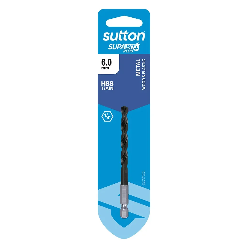SUTTON 5.0mm Supabit Plus HSS TiAIN Hex Shank Drill DRILL D221 HEX SHANK HSS-TIALN SUPABIT PLUS CARDED 6.5MM