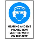 Safety Signs PP Corflute 6 Eyelets "hearing and eye " 400x600mm (15-3/4" x 23-5/8")