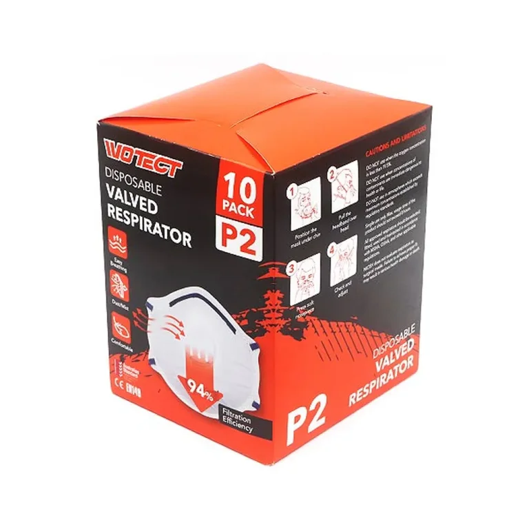 Disposable Respirator with Valved Style P2 Level 10PK