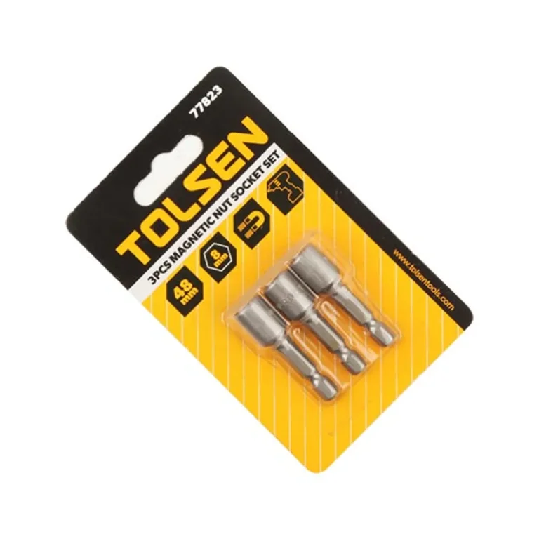 Magnetic Nut Socket 3PCS 1/4 IN. Hex Shank 8mm x48mm
