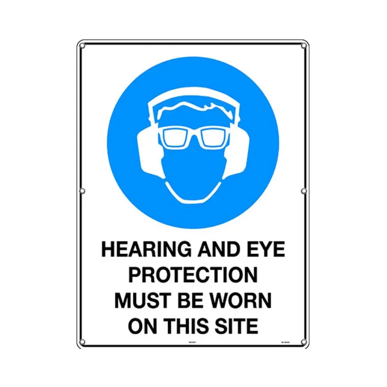 Safety Signs PP Corflute 6 Eyelets "hearing and eye " 400x600mm (15-3/4" x 23-5/8")