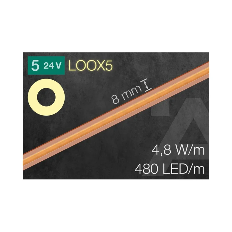Hafele Loox5 LED3103 COB Strip Light 24V 8mm 2 Pin Monochrome