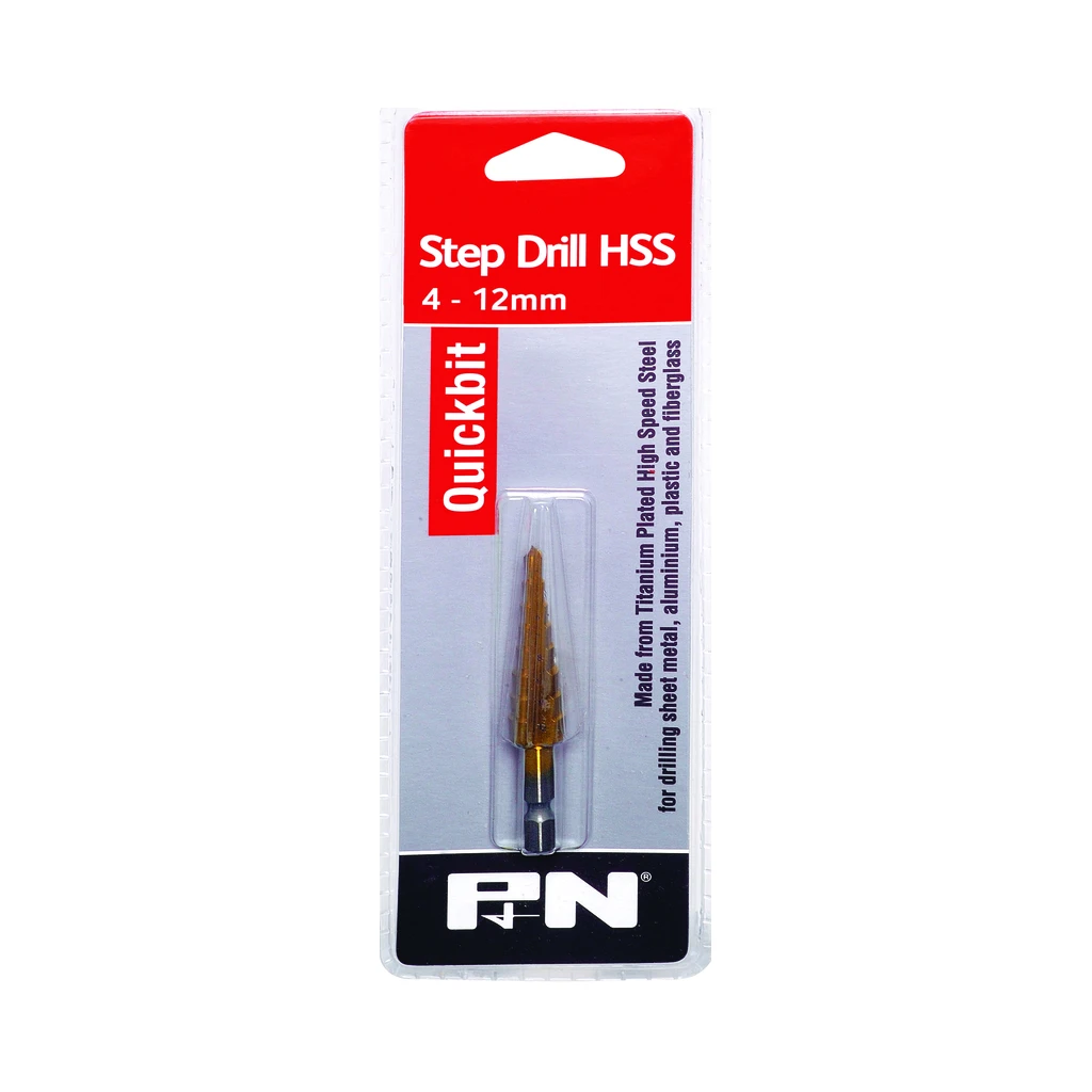 P&N Tools 149040120 Step Drill Quickbit Hex Shank 4 12mm P&N Tools 149040120 Step Drill Quickbit Hex Shank 4 12mm