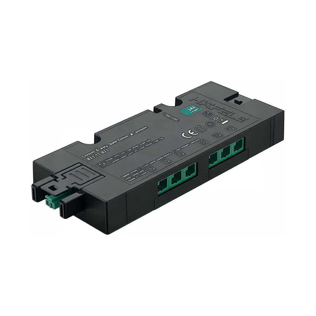 6-way distributor, Häfele Loox5 24 V box to box with switching function 2-pin (monochrome) for 1 switch, max. connected wattage 120 W 6-way distributor, Häfele Loox5 24 V box to box with switching function 2-pin (monochrome) for 1 switch, max. connected wattage 120 W