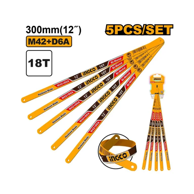 Bi-Metal Hacksaw Blade Set 18T 300mm 5pc