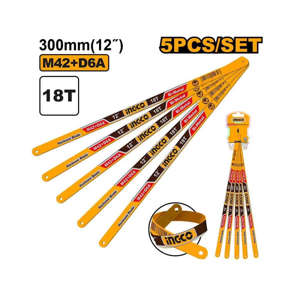 Bi-Metal Hacksaw Blade Set 18T 300mm 5pc Bi-Metal Hacksaw Blade Set 18T 300mm 5pc