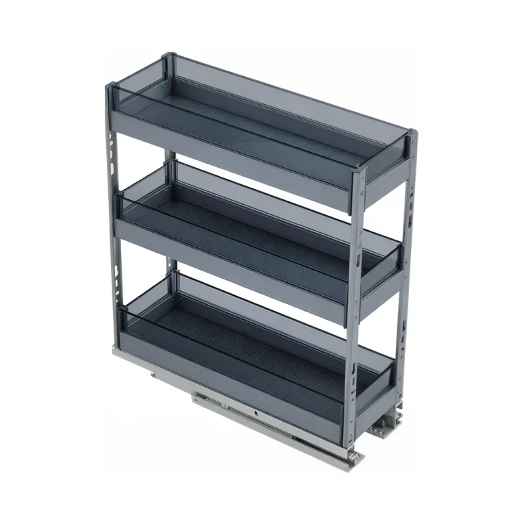 Kitchen Storage Fittings 300mm Cabinet, Stainless Steel and Tempered Glass