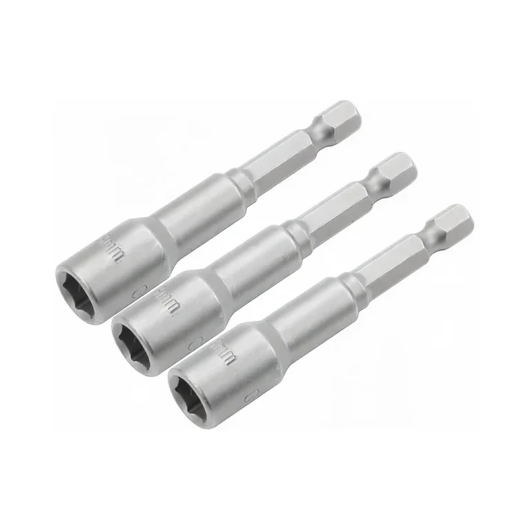 Magnetic Nut Socket Set 3PCS 1/4 IN. Hex Shank 10mmx65m