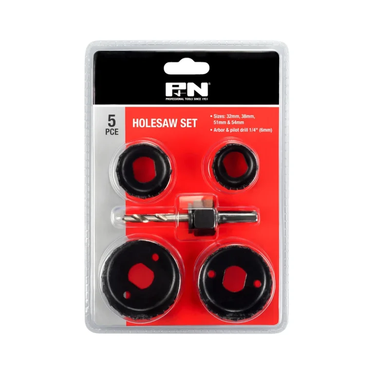 HOLESAW CARBON STEEL SET 32-54MM 5PC P&N