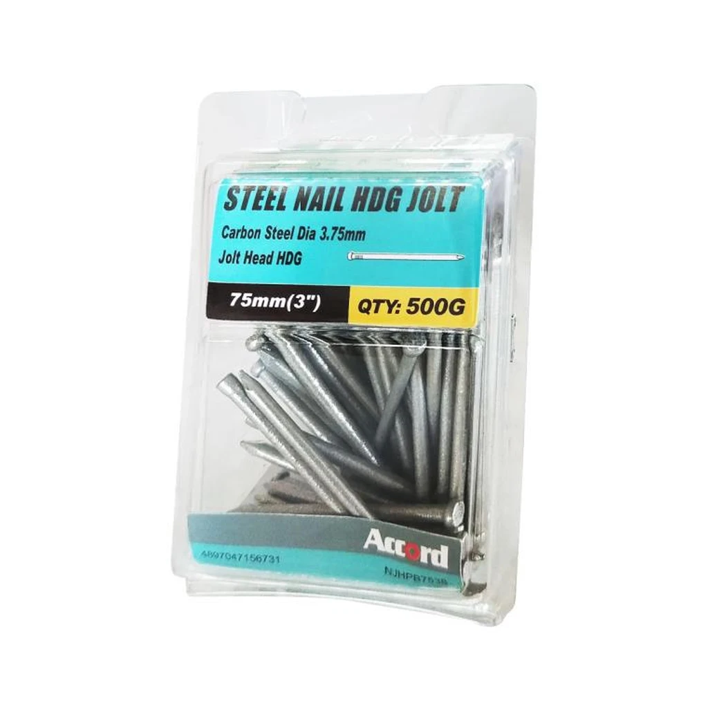 Steel Nail HDG Jolt (3")75mm 500g Polybox Steel Nail HDG Jolt (3")75mm 500g Polybox
