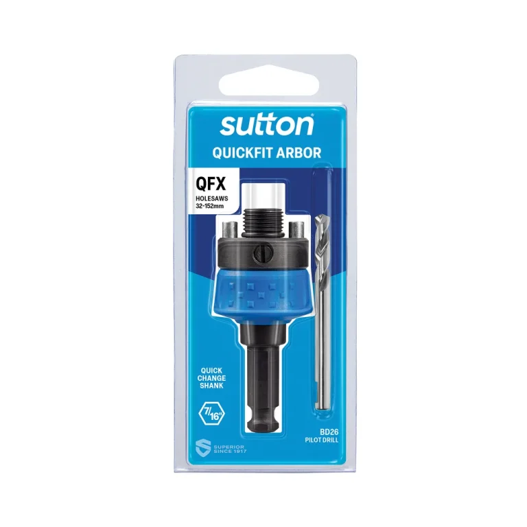 SUTTON Quickfit Holesaw Arbor w. HSS Pilot Bit - Suits 32-152mm Holesaws